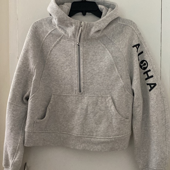 *limited edition* Lululemon Aloha scuba hoodie half zip, oversized sz 10 in grey - Picture 2 of 5